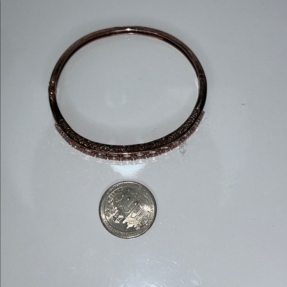NWOT Designer Rose Gold Plated Sterling Silver Genuine Morganite Bangle Bracelet - Picture 3 of 8